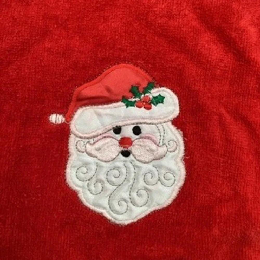Set of 2 Vintage‎ Cannon Christmas Towels Set Red Santa Green Barn Winter Scene